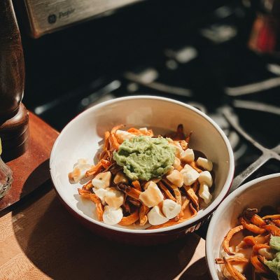 A White Ceramic Bowl With Food