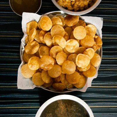 Panipuri Snacks on Silver Bowls